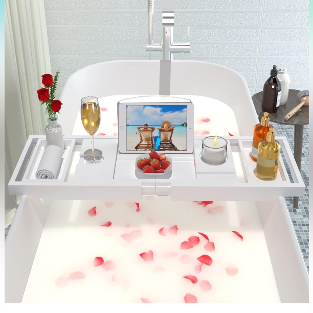Artmalle Bathtub Caddy Tray - Expandable and Foldable Bath Tray for Tub, Luxury